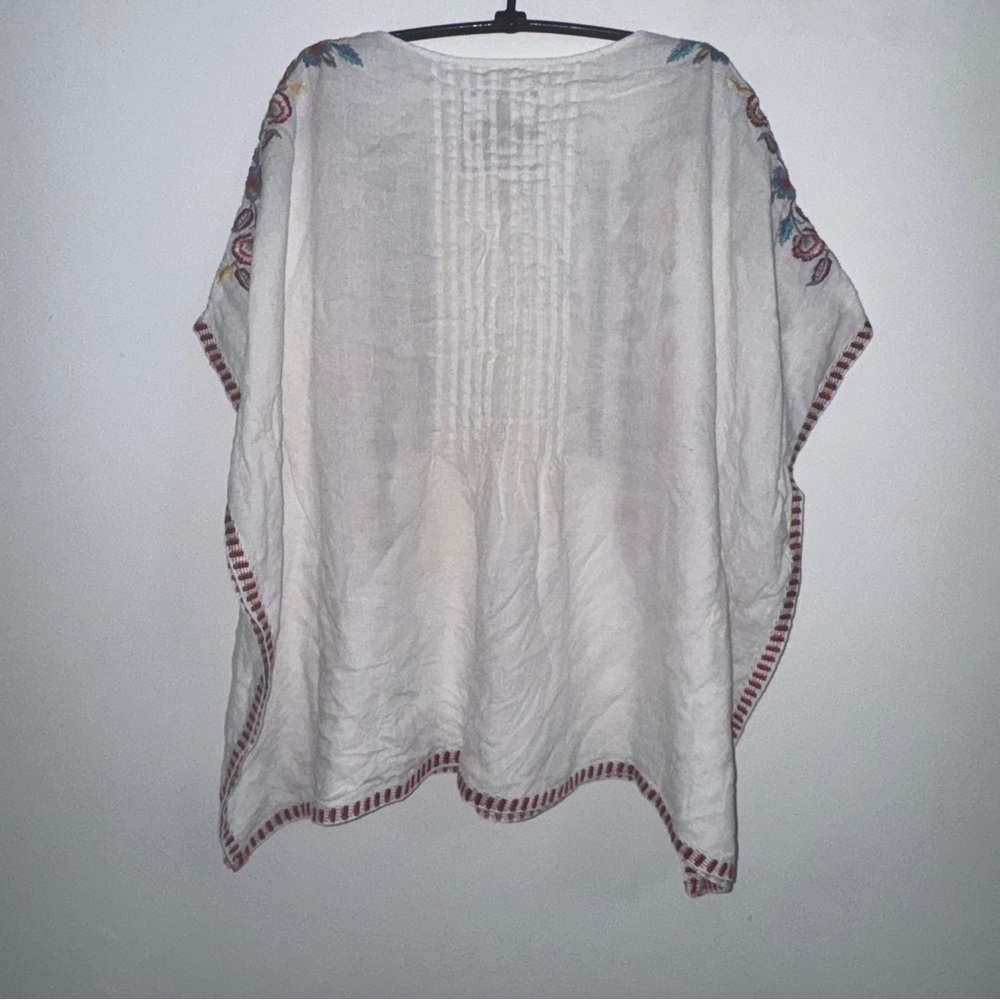 Johnny Was Embroidered Boho Poncho Top M White Multicolor - Picture 6 of 6